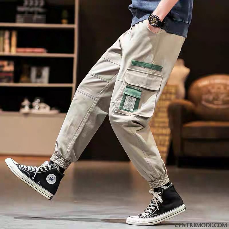 Pantalon Cargo Homme Les Pantalons De Survêtement Marque De Tendance Serrés Étudiant Baggy Été Vert