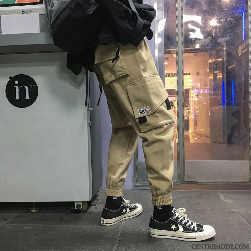 Pantalon Cargo Homme Marque De Tendance Kaki Serrés Collants Étudiant Baggy