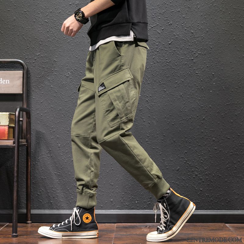 Pantalon Cargo Homme Marque De Tendance Serrés Sport Baggy Légère Été Gris