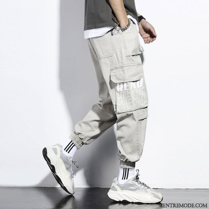 Pantalon Cargo Homme Serrés Printemps Hip Hop Été Pantalons Baggy Gris