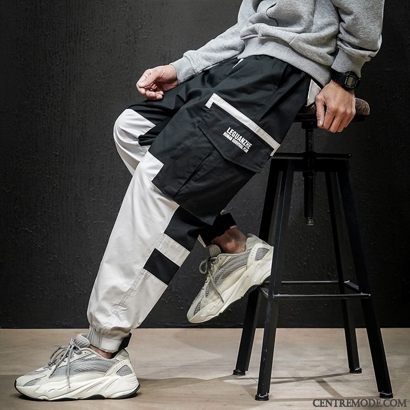 Pantalon Cargo Homme Étudiant Décontractée Baggy Harlan Tendance Printemps Noir