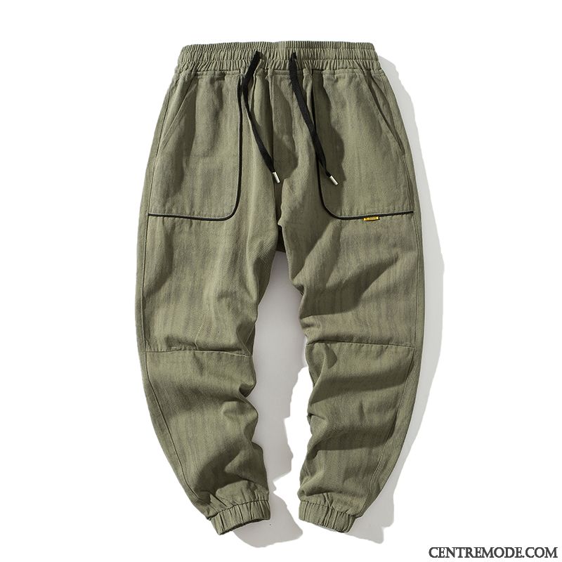 Pantalon Cargo Homme Étudiant Harlan Baggy Encré Décontractée Serrés Vert