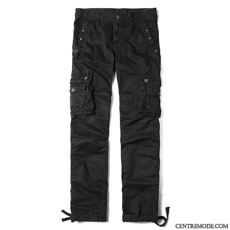 Pantalon Cargo Homme Étudiant L'automne Pantalons Jambe Droite Serrés Tendance Gris Foncé