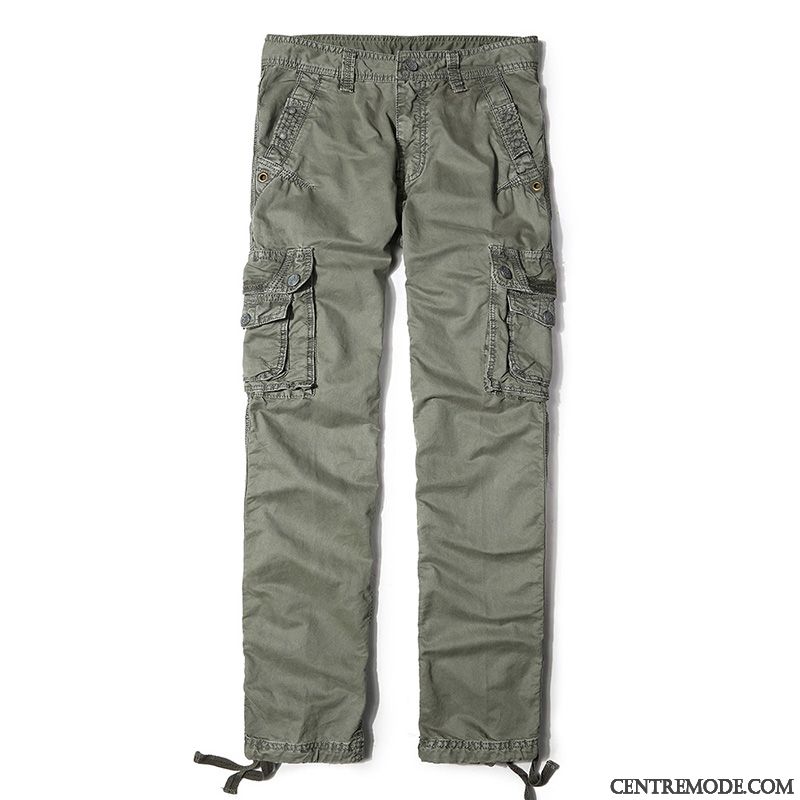 Pantalon Cargo Homme Étudiant L'automne Pantalons Jambe Droite Serrés Tendance Gris Foncé