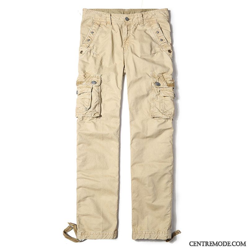 Pantalon Cargo Homme Étudiant L'automne Pantalons Jambe Droite Serrés Tendance Gris Foncé