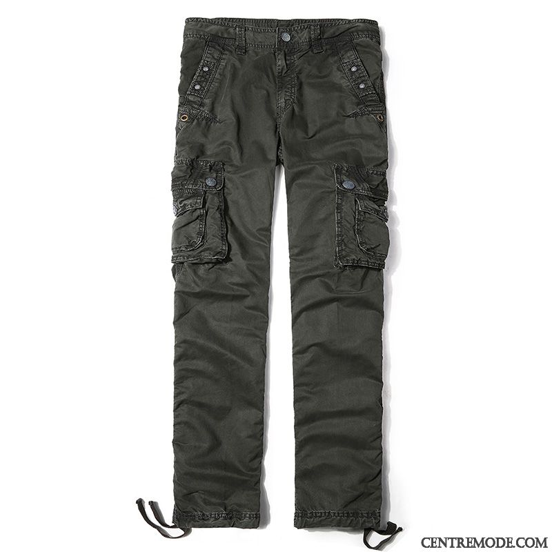 Pantalon Cargo Homme Étudiant L'automne Pantalons Jambe Droite Serrés Tendance Gris Foncé