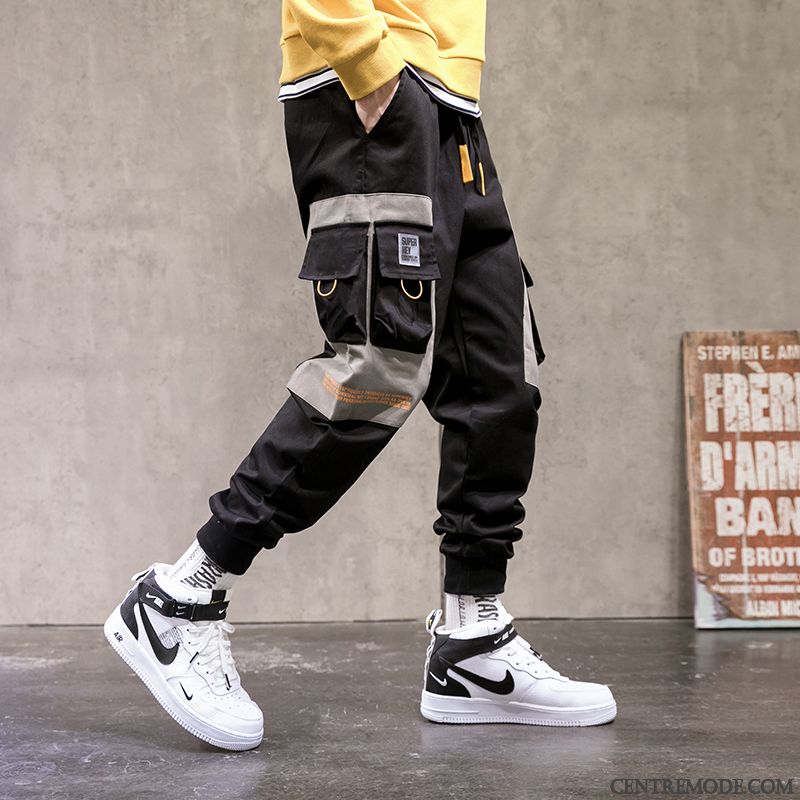 Pantalon Cargo Homme Étudiant Serrés Marque De Tendance Baggy L'automne Gris