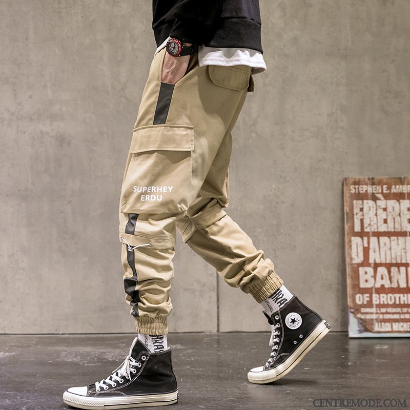 Pantalon Cargo Homme Étudiant Serrés Marque De Tendance Baggy L'automne Gris