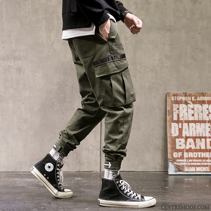 Pantalon Cargo Homme Étudiant Serrés Marque De Tendance Baggy L'automne Gris