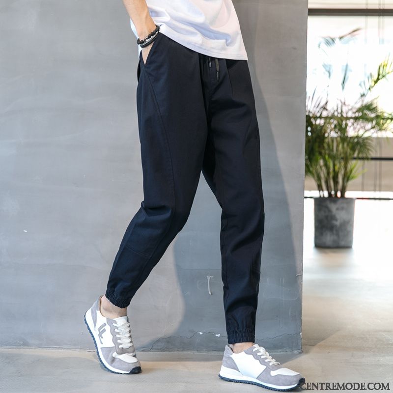Pantalon Cuir Homme, Pantalon Mode Bleu Homme Brun Or