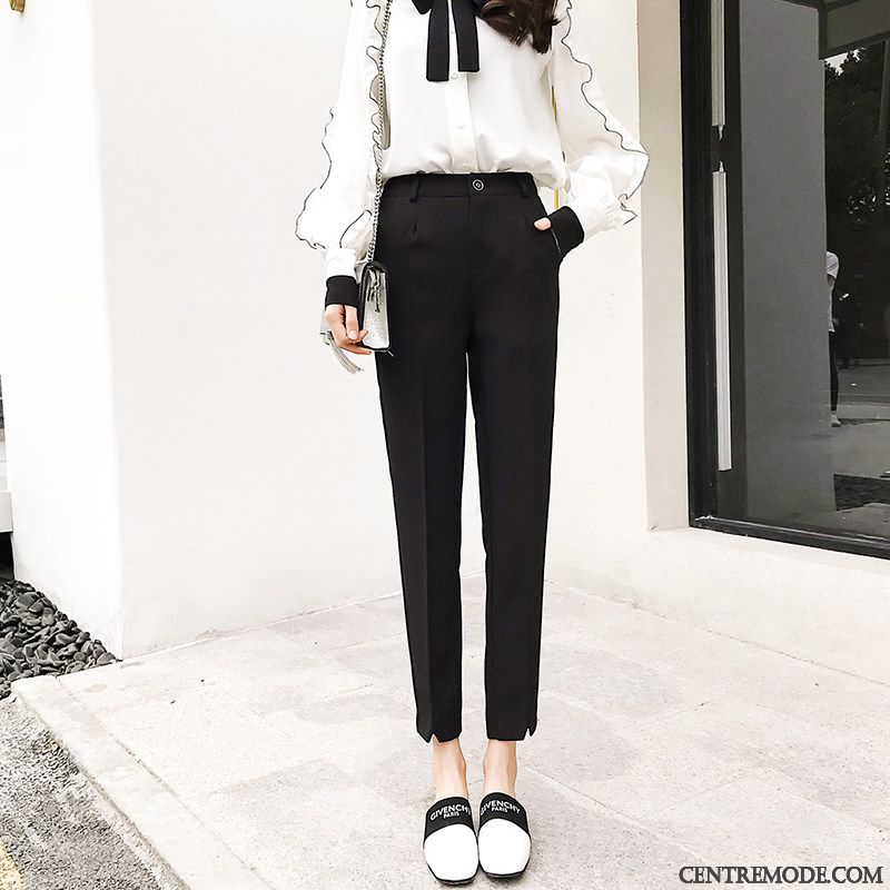 Pantalon Femme Cuir, Pantalon Taille Elastique Femme Noir Or