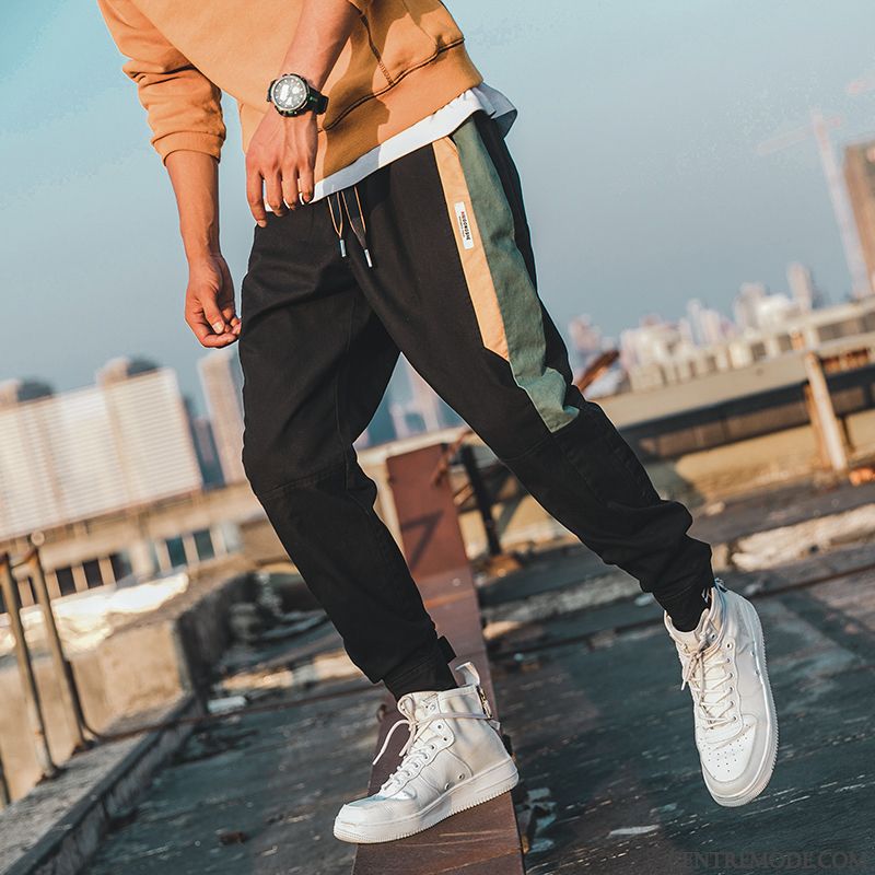 Pantalon Jean Noir Homme, Mode Pantalon Homme Azur Rose Saumon