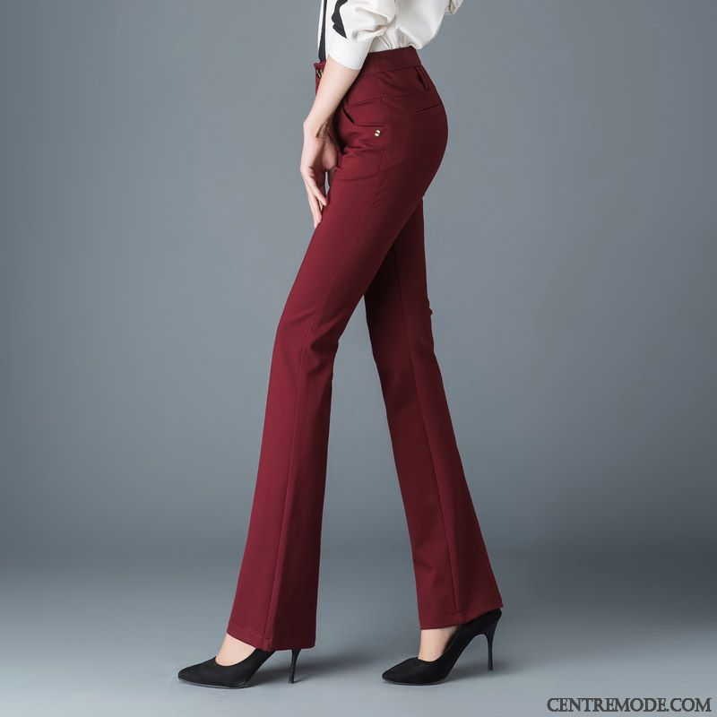 Pantalon Large Noir Femme, Pantalon Femme Taille Haute Chic Rose Choquant Bordeaux