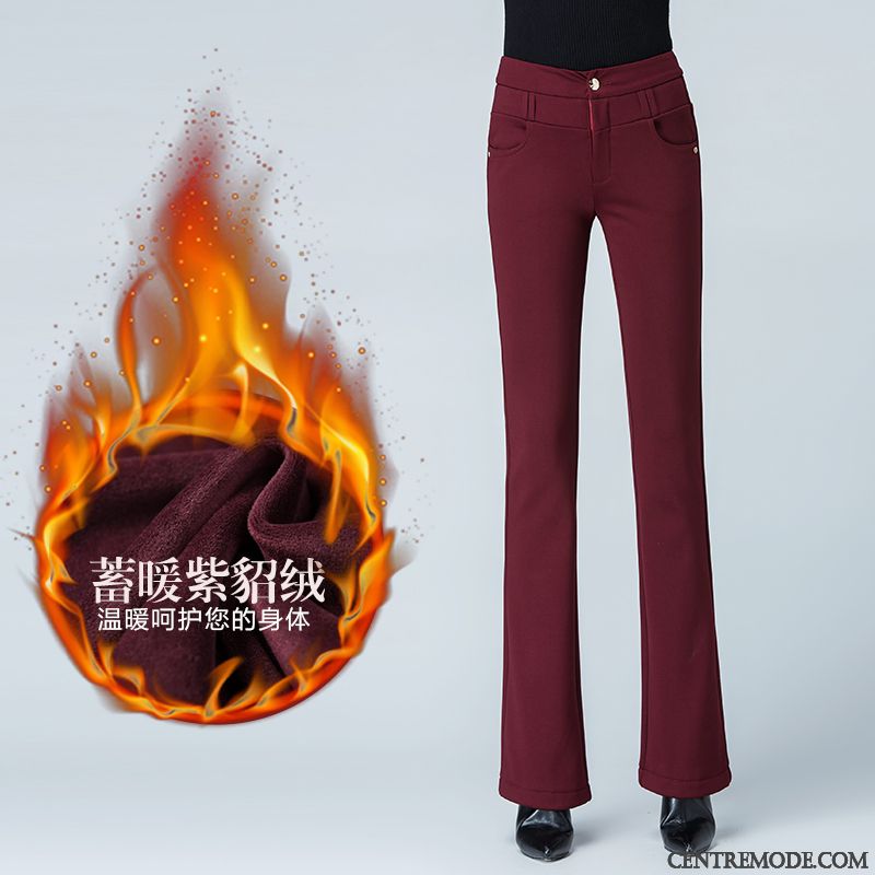 Pantalon Large Noir Femme, Pantalon Femme Taille Haute Chic Rose Choquant Bordeaux