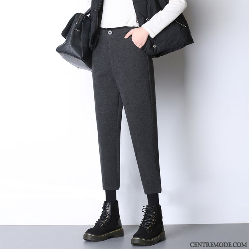 Pantalon Lin Coton Femme Gris Poudre Bleue, Pantalon Blanc Habillé Femme