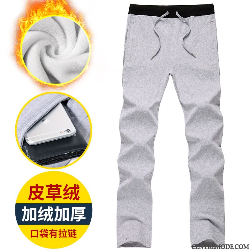 Pantalon Regular Homme, Pantalon Homme Ceinture Élastique Argent Argent