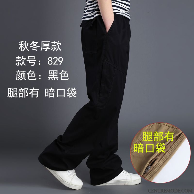 Pantalon Velours Homme En Vente, Pantalon Détente Homme Tout Noir Noir