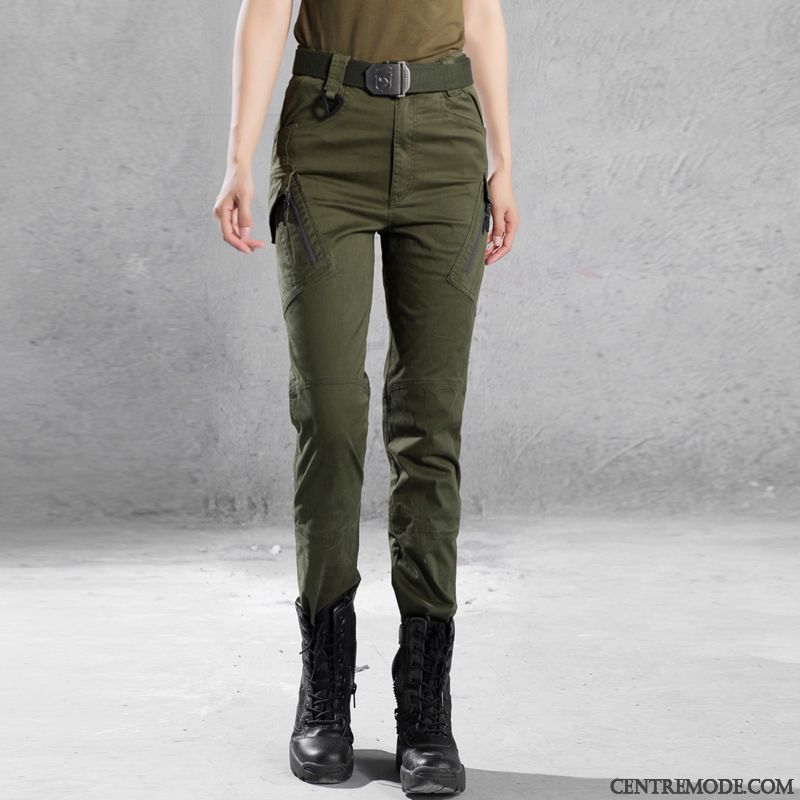 Pantalons Femme Beau Jambe Droite Pantalon Cargo Kaki Tendance Décontractée Vert