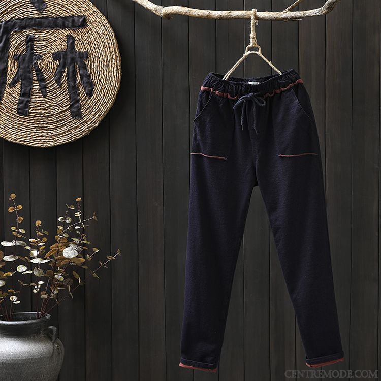 Pantalons Femme Extensible Harlan En Maille Grande Taille Denim Hiver Bleu