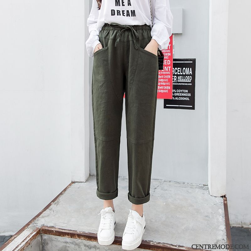 Pantalons Femme Pantalon Cargo L'automne Printemps Étudiant Baggy Vert