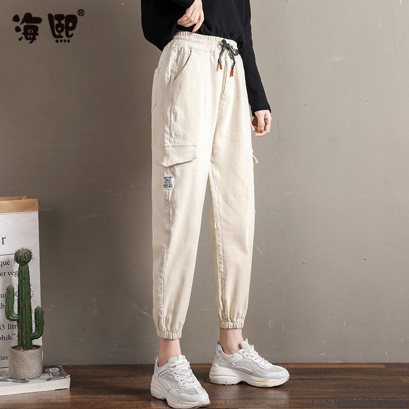 Pantalons Femme Serrés Mince Jambe Droite Étudiant Harlan Pantalon Cargo Blanc