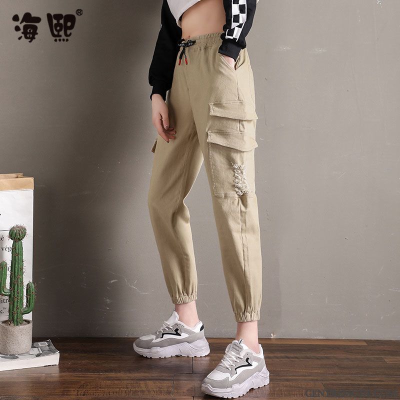 Pantalons Femme Serrés Mince Jambe Droite Étudiant Harlan Pantalon Cargo Blanc