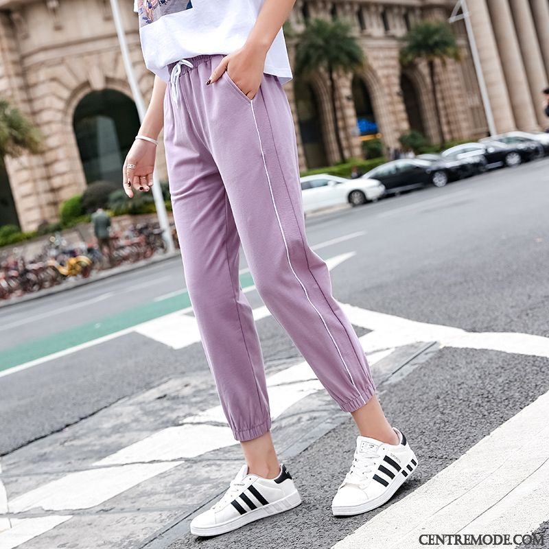 Pantalons Femme Été Mince Étudiant Tendance Baggy Les Pantalon De Survêtement Violet