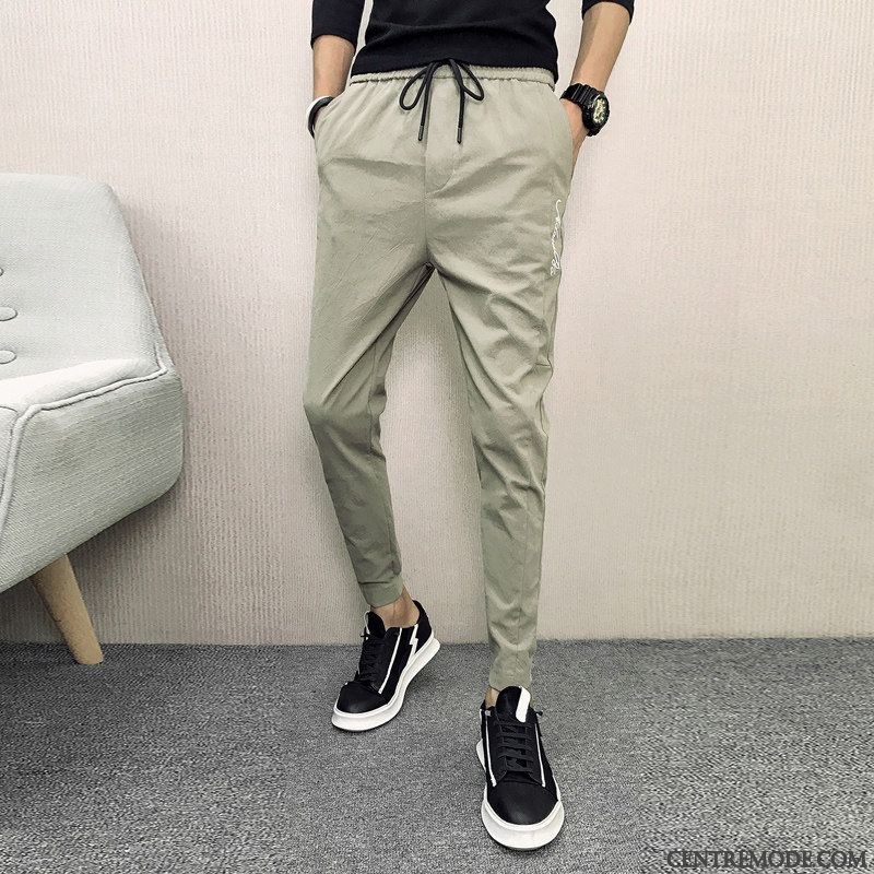 Pantalons Homme Baggy Jeunesse Slim Été Les Pantalons De Survêtement Tendance Vert