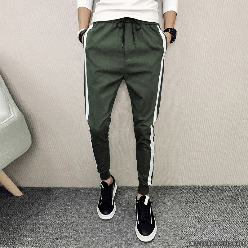 Pantalons Homme Baggy Jeunesse Slim Été Les Pantalons De Survêtement Tendance Vert