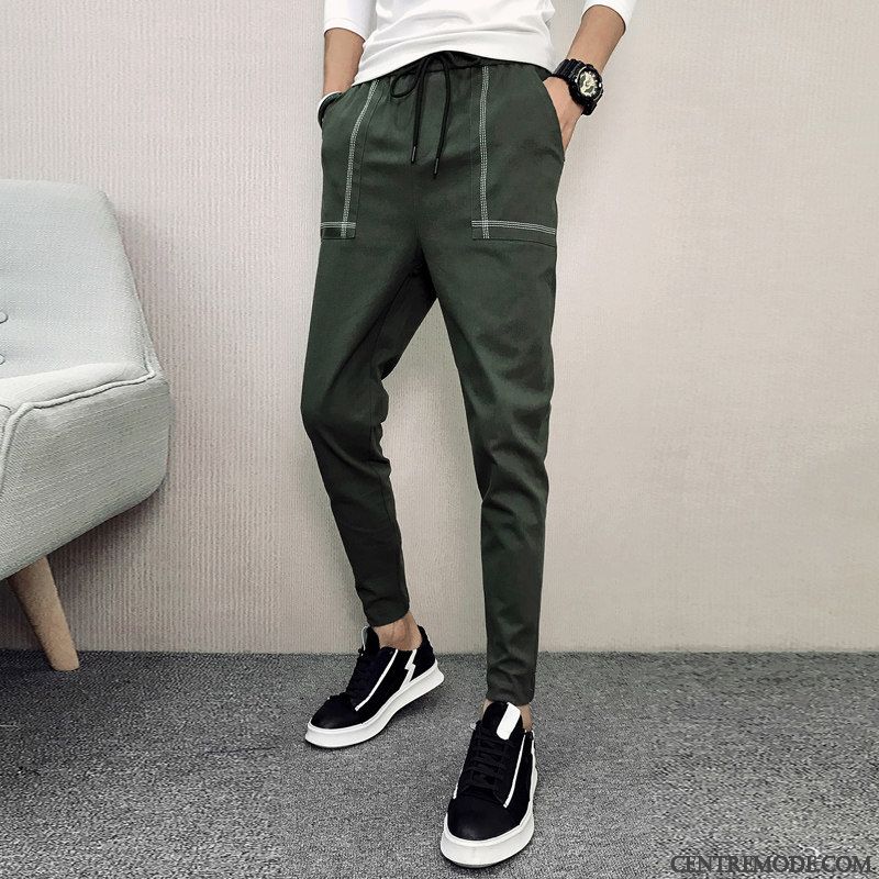 Pantalons Homme Baggy Jeunesse Slim Été Les Pantalons De Survêtement Tendance Vert