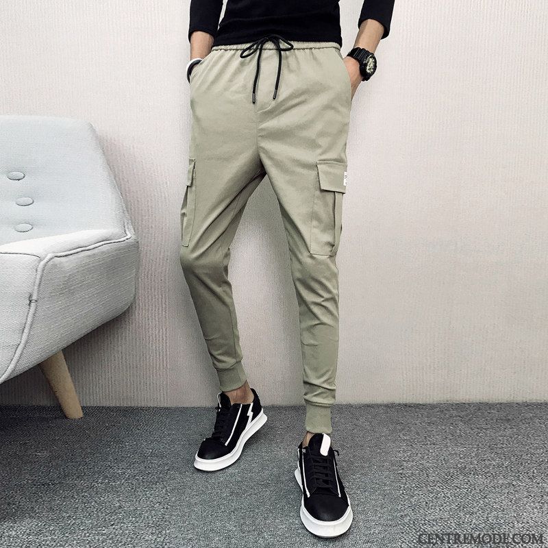 Pantalons Homme Baggy Jeunesse Slim Été Les Pantalons De Survêtement Tendance Vert