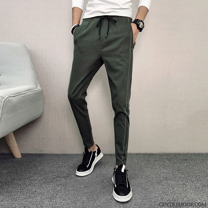 Pantalons Homme Baggy Jeunesse Slim Été Les Pantalons De Survêtement Tendance Vert