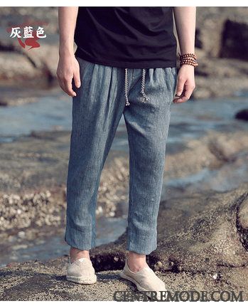 Pantalons Homme Baggy Lin Style Chinois Les Pantalons De Survêtement Serrés Harlan Gris Foncé