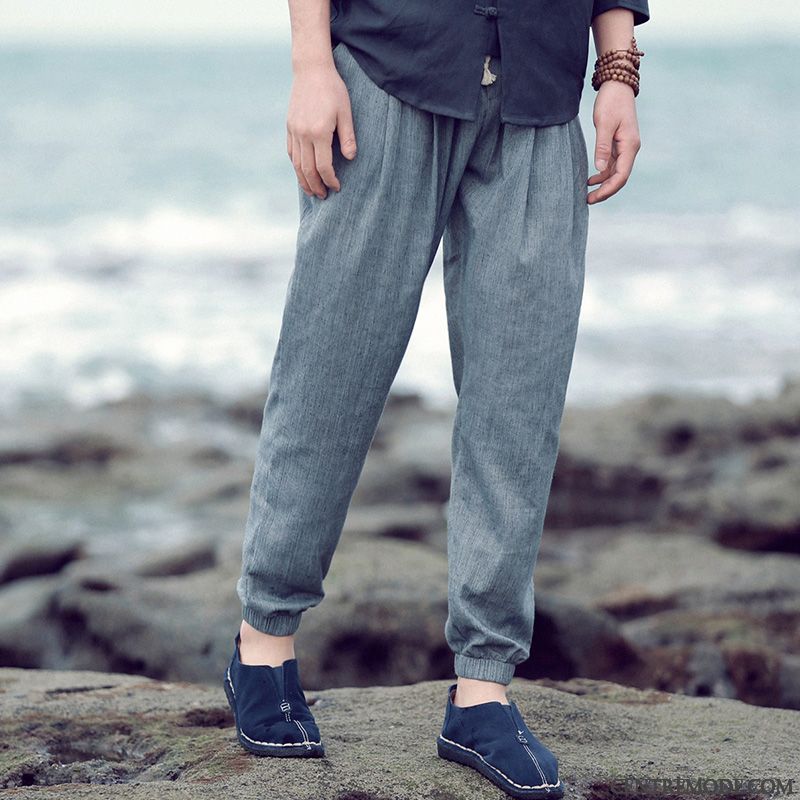 Pantalons Homme Baggy Lin Style Chinois Les Pantalons De Survêtement Serrés Harlan Gris Foncé