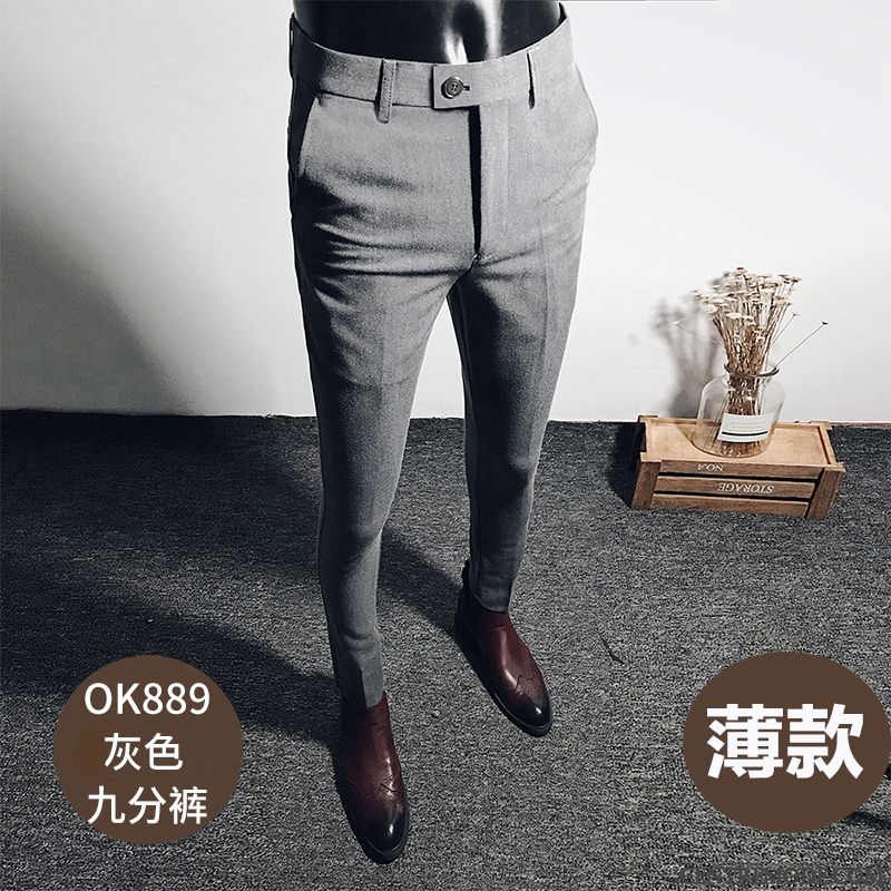 Pantalons Homme Costume De Travail Slim Décontractée Tendance Gris