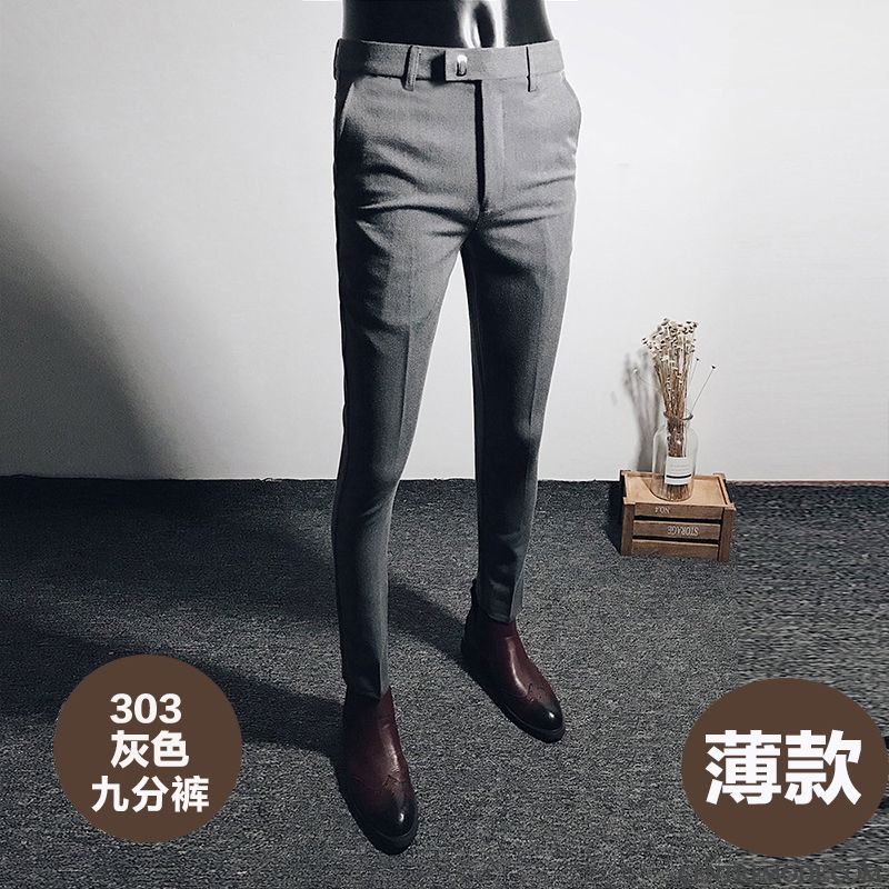 Pantalons Homme Costume De Travail Slim Décontractée Tendance Gris