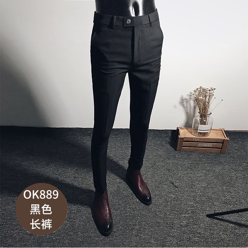Pantalons Homme Costume De Travail Slim Décontractée Tendance Gris