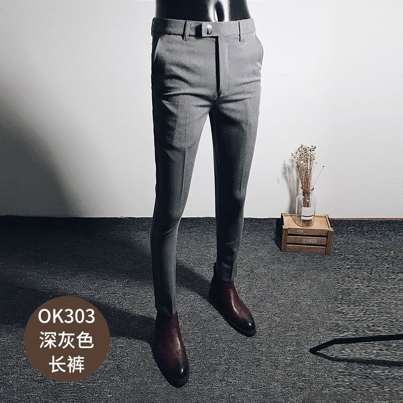 Pantalons Homme Costume De Travail Slim Décontractée Tendance Gris