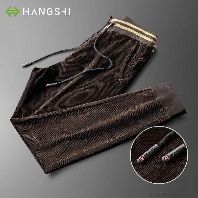 Pantalons Homme Coton Bio L'automne Confortable Kaki Velours Côtelé Élastique