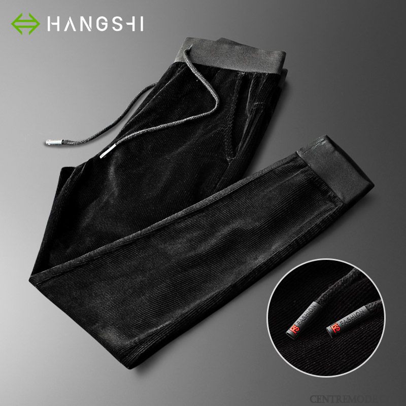 Pantalons Homme Coton Bio L'automne Confortable Kaki Velours Côtelé Élastique