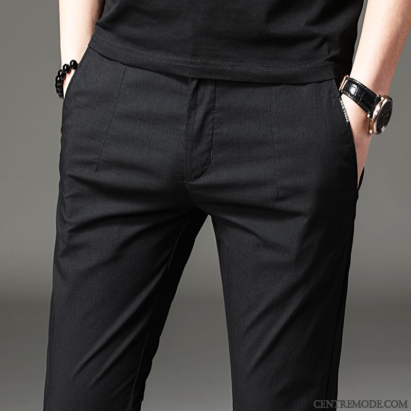 Pantalons Homme Jambe Droite Tendance Longue Printemps L'automne Baggy Noir