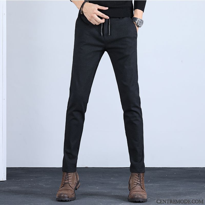 Pantalons Homme Jeunesse Extensible Printemps Tendance Slim Noir