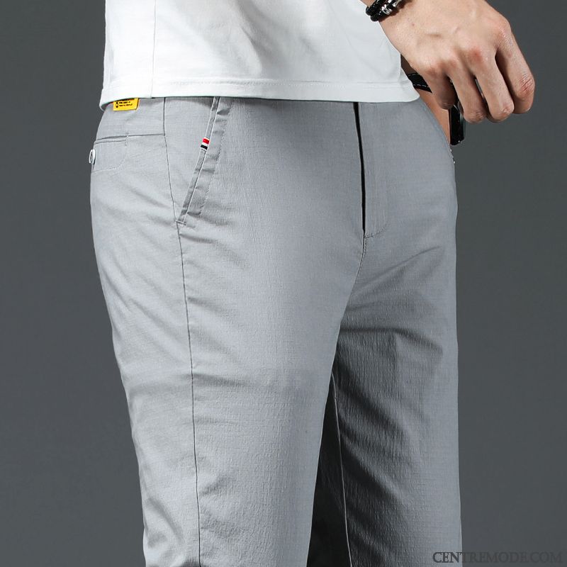 Pantalons Homme L'automne Slim Légère Printemps Tendance Soie De Glace Gris