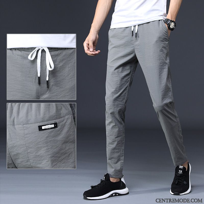 Pantalons Homme Les Pantalons De Survêtement Élastique Été Soie De Glace Tendance Légère