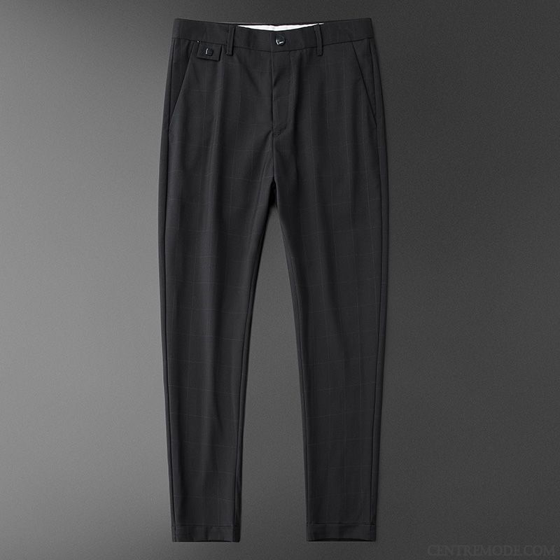 Pantalons Homme Légère Luxueux Printemps Beau Été Jeunesse Noir