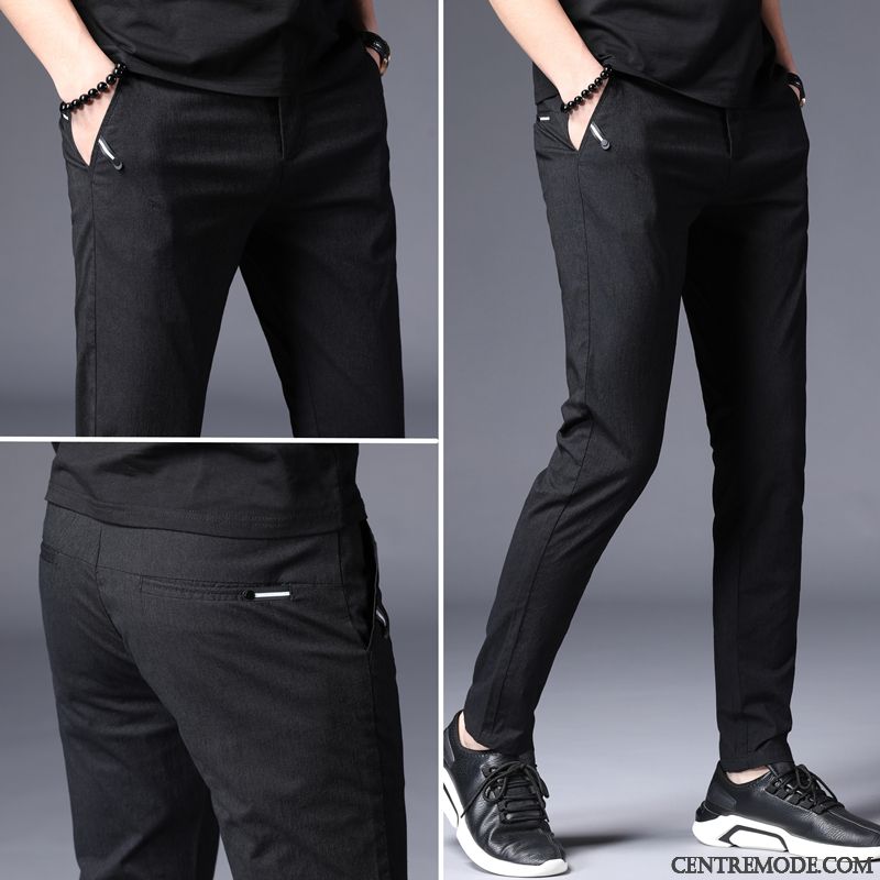 Pantalons Homme Mode Beau Légère Été Tendance Slim Noir
