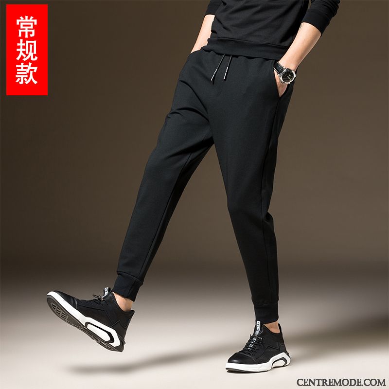 Pantalons Homme Printemps Baggy Élastique Tendance Étudiant Décontractée Noir