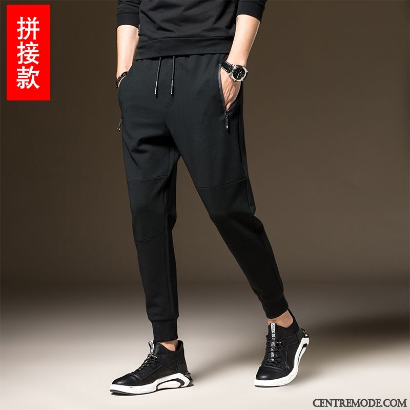 Pantalons Homme Printemps Baggy Élastique Tendance Étudiant Décontractée Noir