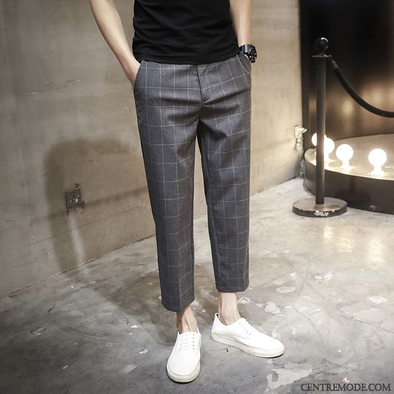 Pantalons Homme Printemps Carreaux Collants Baggy Harlan Noir