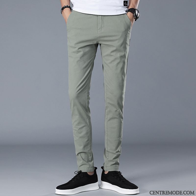 Pantalons Homme Slim Baggy Été Jambe Droite Tendance Légère Vert